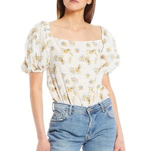 FREE PEOPLE ANGELA BODYSUIT CROCHET LACE FLORAL  Top